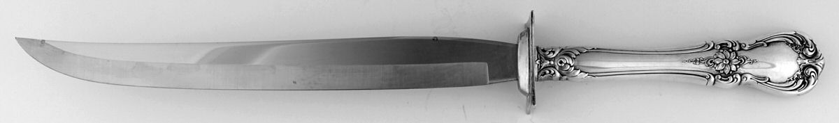 Old Master (Sterling, 1942) Large Carving/Roast Knife StnlBl w/Sterling Guard by Towle Silver-1