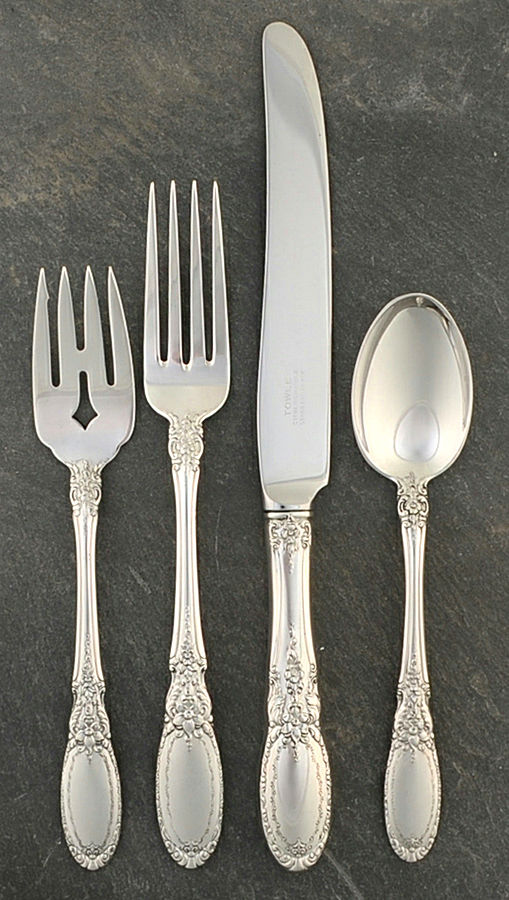 Old Mirror (Sterling, 1940) 32 Piece Estate Set by Towle Silver-1