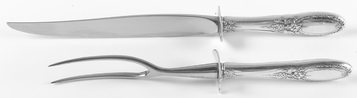 Old Mirror (Sterling, 1940) (2 Pc)Carving Set-Lg Stnbl/Roast w/Sterling Guard by Towle Silver-1