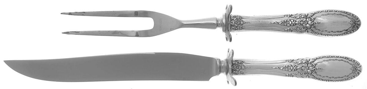 Old Mirror (Sterling, 1940) 2 Piece Small Carving Set W/ Sterling Guard by Towle Silver-1