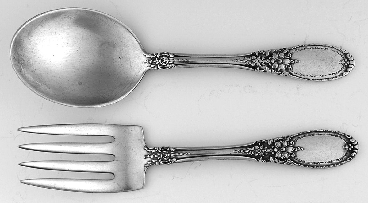 Old Mirror (Sterling, 1940) 2 Pc Baby Set (BF, BS) by Towle Silver-1