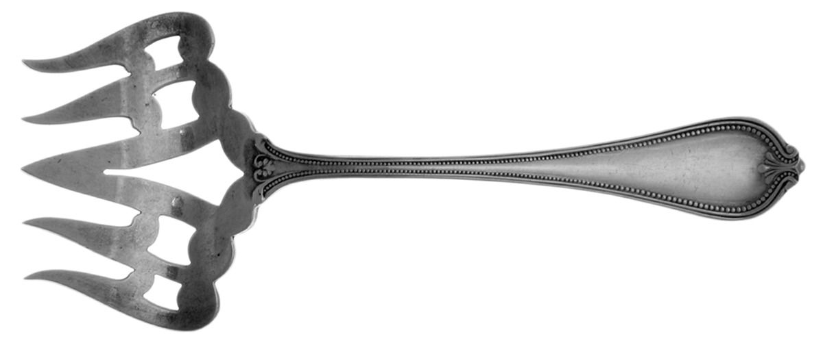 Old Newbury-Newbury (Sterling, 1900) Small Solid Tined Sardine Serving Fork by Towle Silver-1