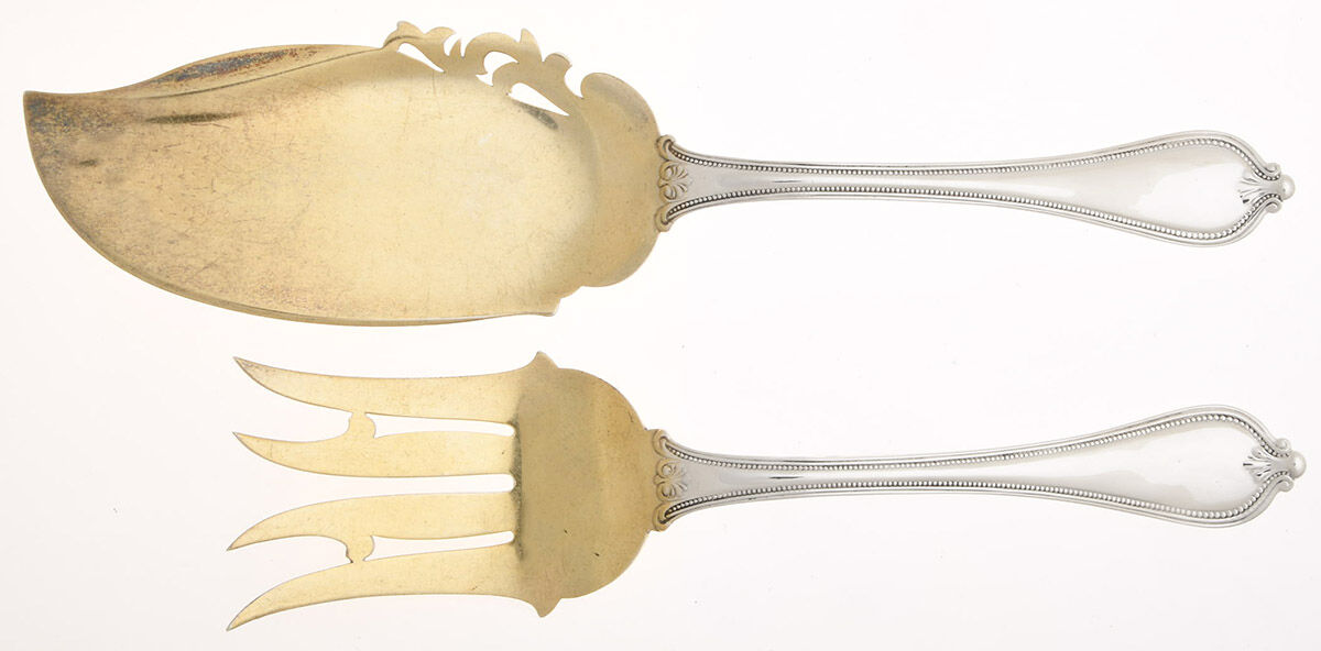 Old Newbury-Newbury (Sterling, 1900) Solid 2-Piece Small Fish Serving Set by Towle Silver-1