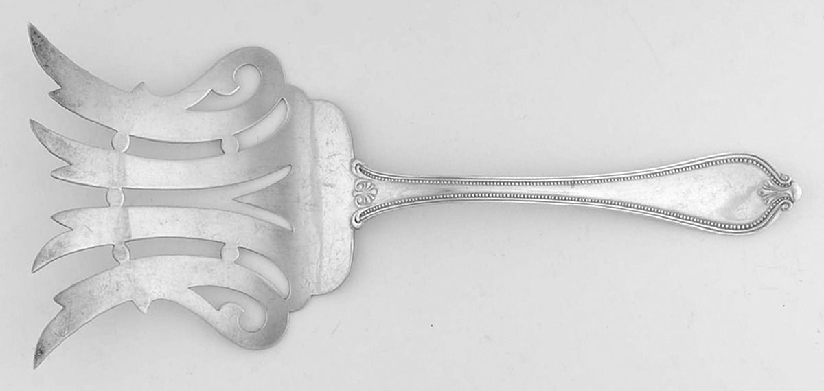 Old Newbury-Newbury (Sterling, 1900) 4 Prong Large Solid Serving Asparagus Fork by Towle Silver-1