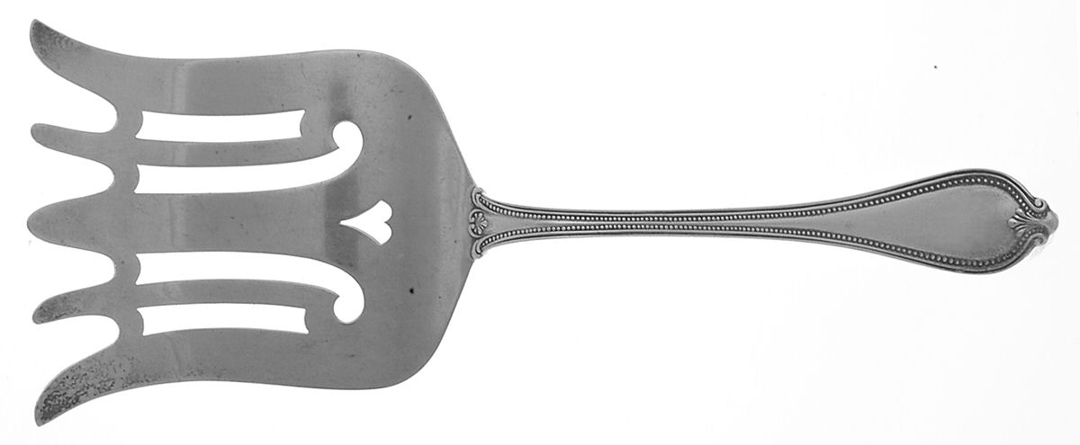 Old Newbury-Newbury (Sterling, 1900) Large Solid Serving Asparagus Fork 5 Prong by Towle Silver-1