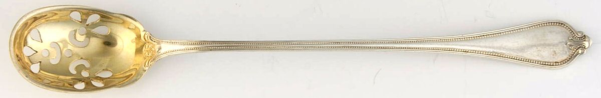 Old Newbury-Newbury (Sterling, 1900) Pierced Bowl Long Handle Olive Spoon by Towle Silver-1