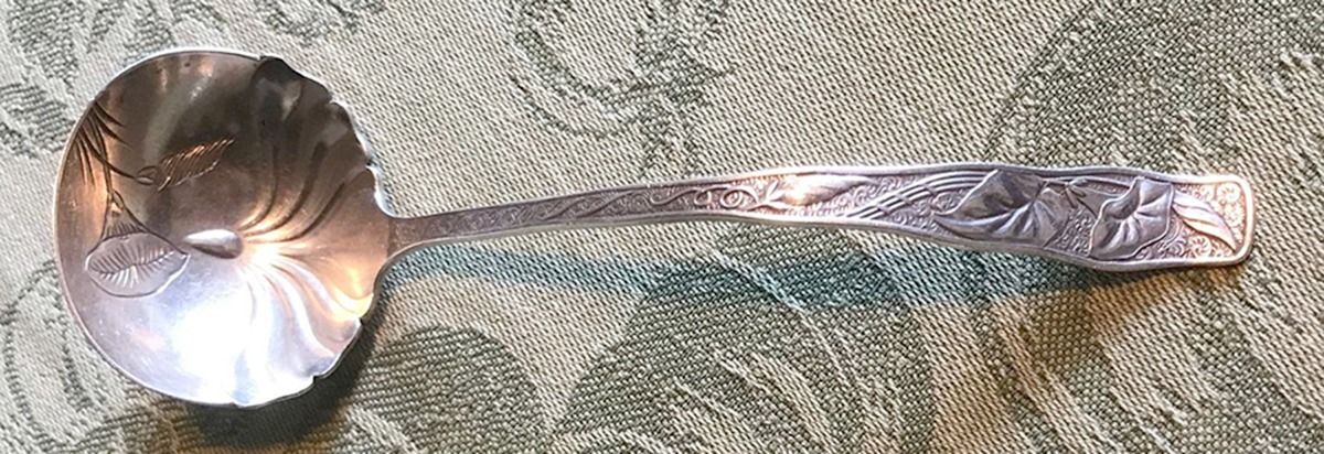 Orchids (Sterling, 1887) Solid Piece Cream Ladle by Towle Silver-1