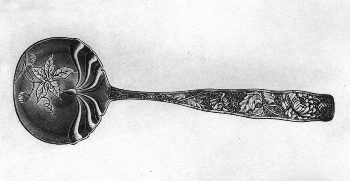 Orchids (Sterling, 1887) Solid Gravy Ladle by Towle Silver-1