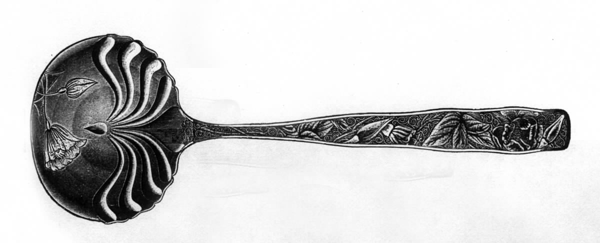 Orchids (Sterling, 1887) Oyster Ladle Solid Piece by Towle Silver-1