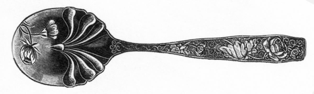 Orchids (Sterling, 1887) Sugar Spoon by Towle Silver-1