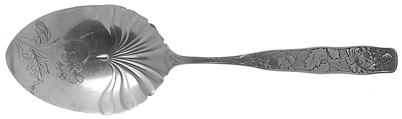Orchids (Sterling, 1887) Large Solid Bright Cut Pie Knife by Towle Silver-1