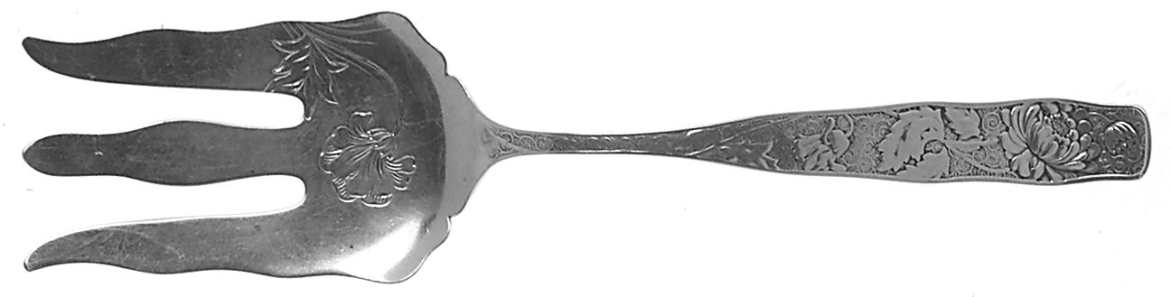 Orchids (Sterling, 1887) Salad Serving Fork, Bright Cut Solid Piece by Towle Silver-1