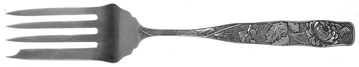 Orchids (Sterling, 1887) Medium Solid Cold Meat Serving Fork by Towle Silver-1