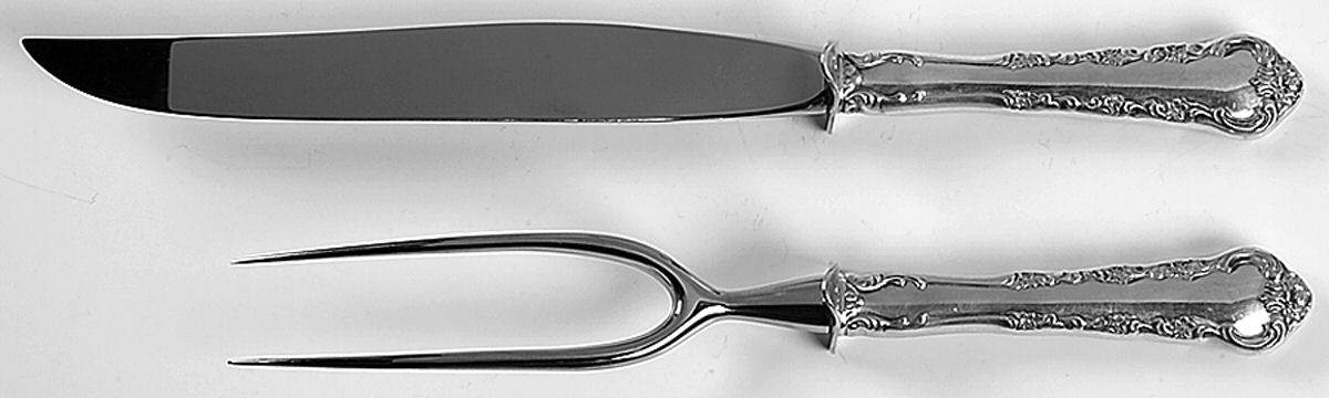 Peachtree Manor (Sterling, 1956, No Monos) Large 2-Piece Roast Carving Set w/ Stainless Blade by Towle Silver-1