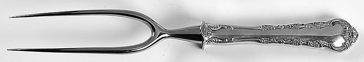 Peachtree Manor (Sterling, 1956, No Monos) Large Stainless-Prong Roast Carving Fork by Towle Silver-1