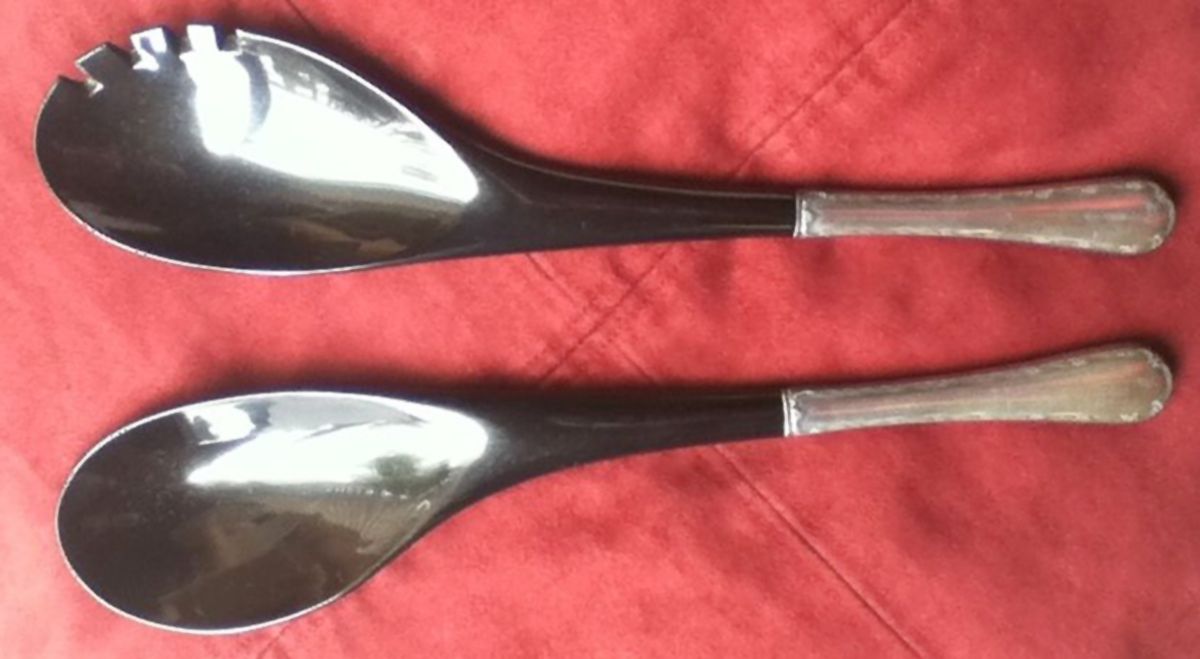 Petit Point (Sterling, 1957) Plastic Bowl 2-Piece Salad Set by Towle Silver-1