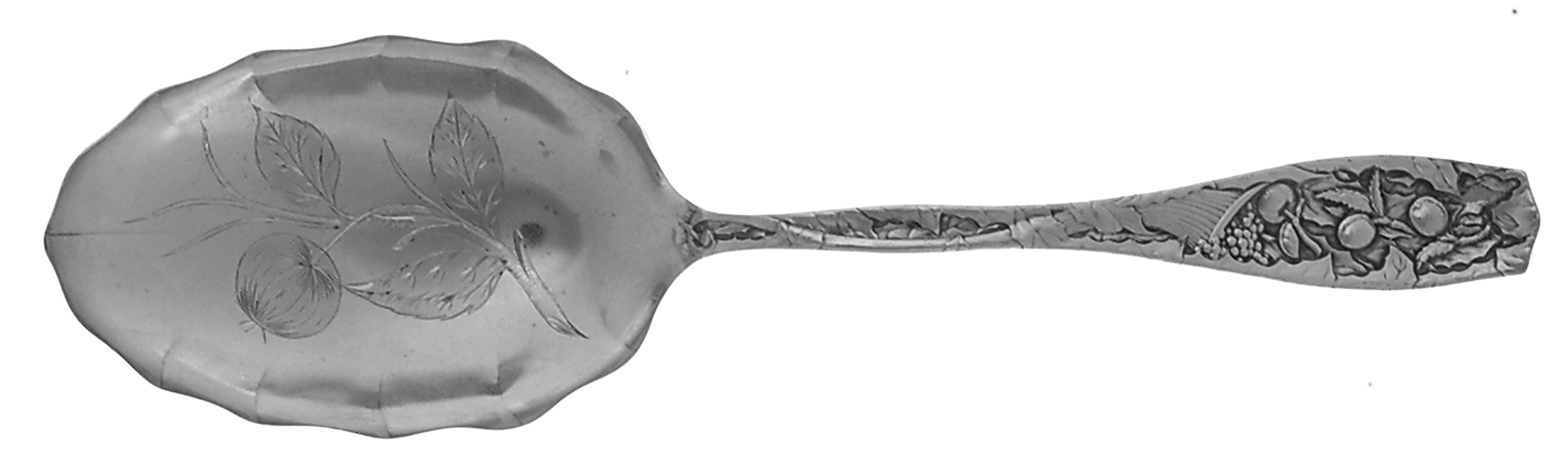 Pomona (Sterling, 1887) Salad Serving Spoon, Bright Cut Solid Piece by Towle Silver-1