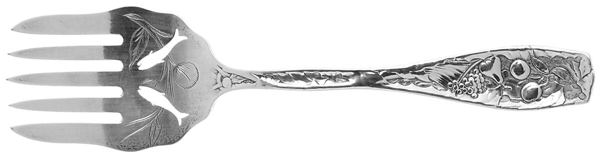 Pomona (Sterling, 1887) Sardine Serving Fork Tined Large Bright Cut by Towle Silver-1