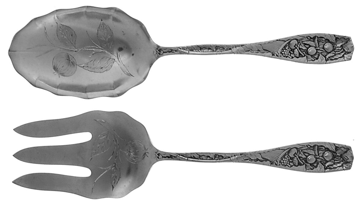 Pomona (Sterling, 1887) 2-Piece Salad Set, Bright Cut Solid Piece by Towle Silver-1