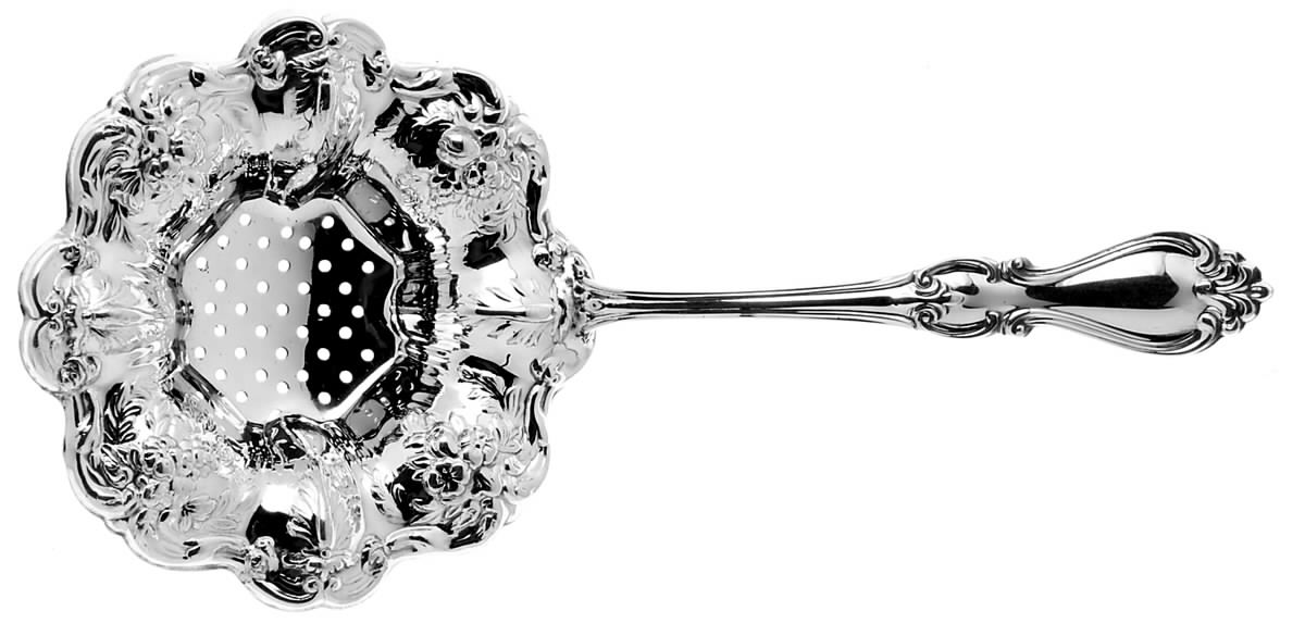 Queen Elizabeth I (Sterling, 1970, No Monograms) Solid Individual Overcup Tea Strainer by Towle Silver-1