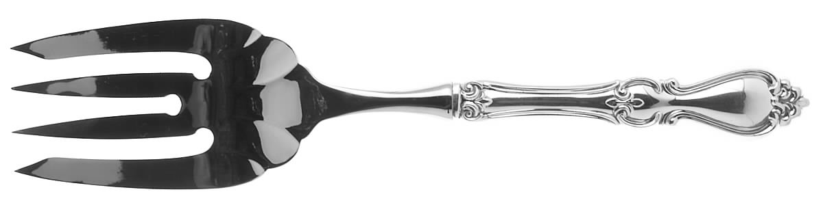 Queen Elizabeth I (Sterling, 1970, No Monograms) Large Stainless-Tine Cold Meat Serving Fork by Towle Silver-1