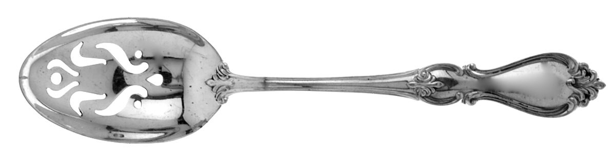 Queen Elizabeth I (Sterling, 1970, No Monograms) Pierced Tablespoon (Serving Spoon) HC by Towle Silver-1