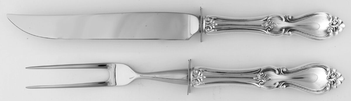 Queen Elizabeth I (Sterling, 1970, No Monograms) Small Stainless Blade 2-Piece Steak Carving Set by Towle Silver-1