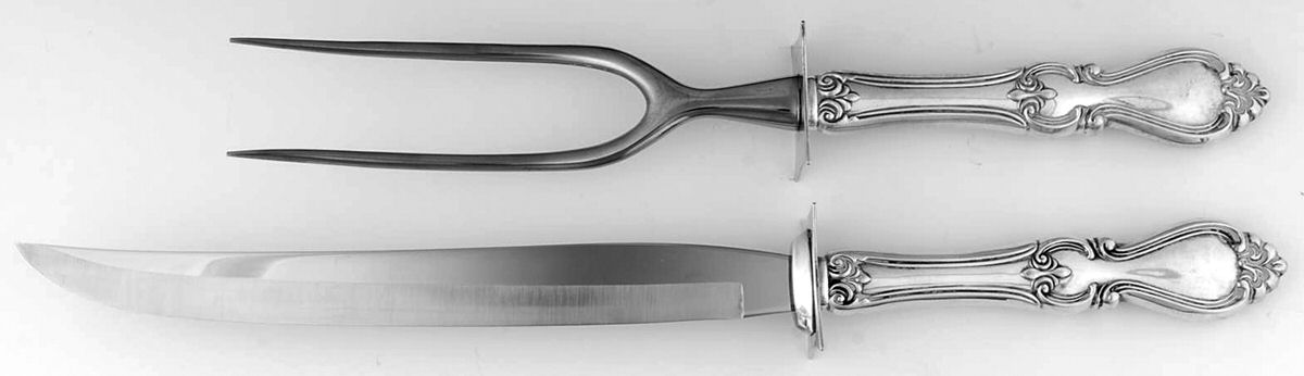 Queen Elizabeth I (Sterling, 1970, No Monograms) (2 Pc)Carving Set-Lg Stnbl/Roast w/Sterling Guard by Towle Silver-1