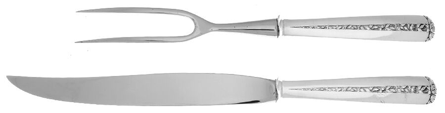 Rambler Rose (Sterling, 1937) 2 Piece Small Carving Set W Sterling Guard by Towle Silver-1