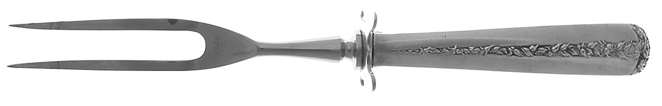 Rambler Rose (Sterling, 1937) Small Steak Carving Fork with Stainless Prongs by Towle Silver-1