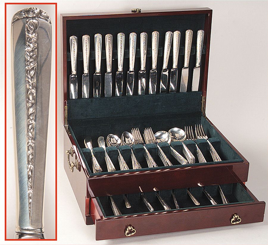 Rambler Rose (Sterling, 1937) 90 Piece Set by Towle Silver-1