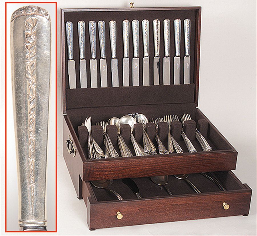 Rambler Rose (Sterling, 1937) 90 Piece Set by Towle Silver-1