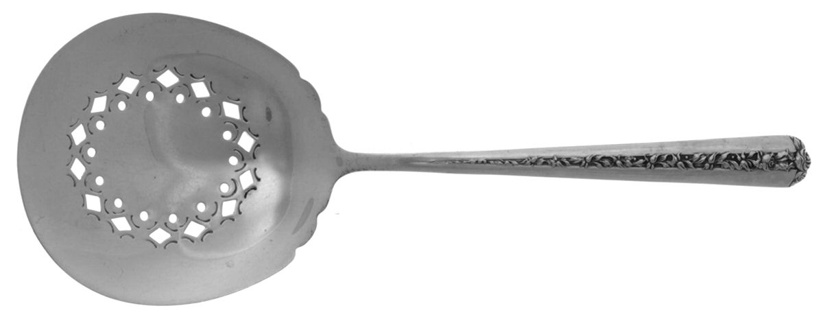 Rambler Rose (Sterling, 1937) Solid Bon Bon Spoon with Pierced Bowl by Towle Silver-1