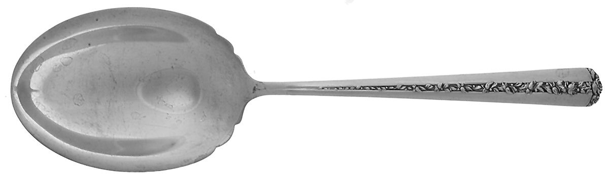 Rambler Rose (Sterling, 1937) Small Solid Berry/Casserole Spoon by Towle Silver-1