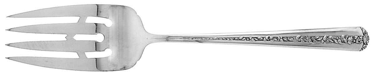 Rambler Rose (Sterling, 1937) Medium Solid Cold Meat Serving Fork by Towle Silver-1