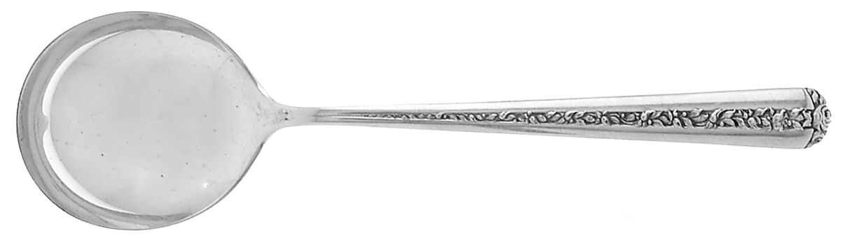 Rambler Rose (Sterling, 1937) Round Bowl Soup Spoon (Cream Soup) by Towle Silver-1