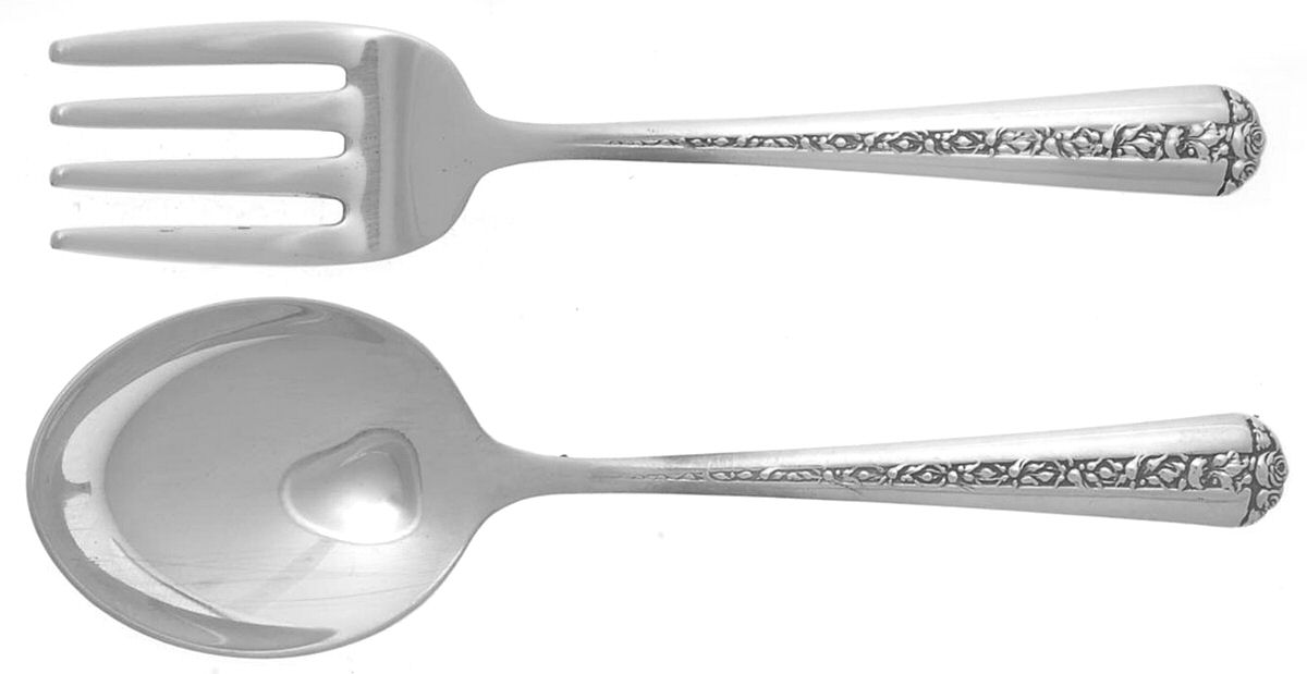 Rambler Rose (Sterling, 1937) 2 Pc Baby Set (BF, BS) by Towle Silver-1