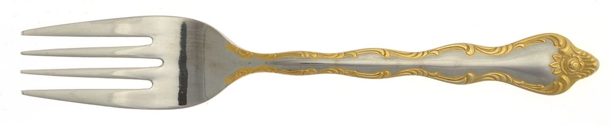 Rose Cascade (Stainless, Gold Accent) Individual Salad Fork by Towle Silver-1
