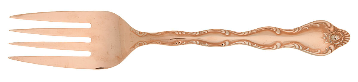 Rose Cascade-Rose Gold (Electroplate) Medium Solid Cold Meat Serving Fork by Towle Silver-1