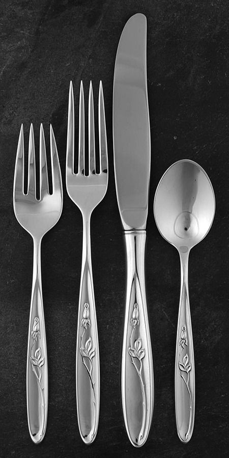 Rose Solitaire (Sterling, 1954) 4 Piece Place Size Setting by Towle Silver-1