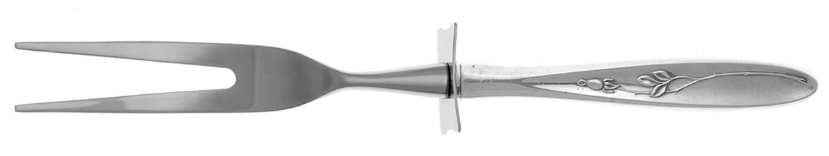 Rose Solitaire (Sterling, 1954) Carving Fork Small with Stainless Prongs HC by Towle Silver-1