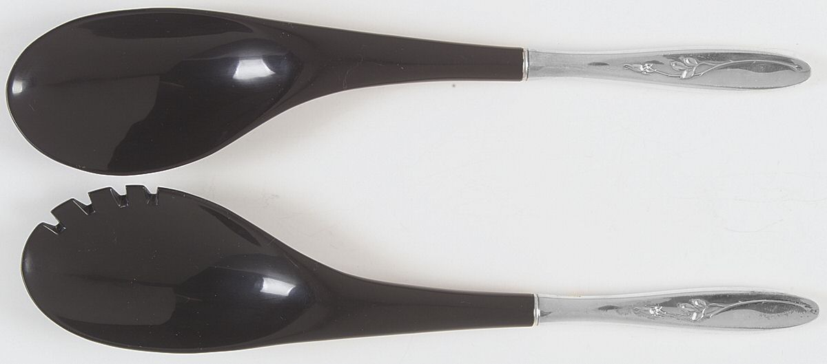 Rose Solitaire (Sterling, 1954) Plastic Bowl 2-Piece Salad Set by Towle Silver-1