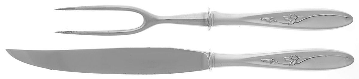 Rose Solitaire (Sterling, 1954) Small Steak 2-Piece Carving Set w/Stainless Blade by Towle Silver-1