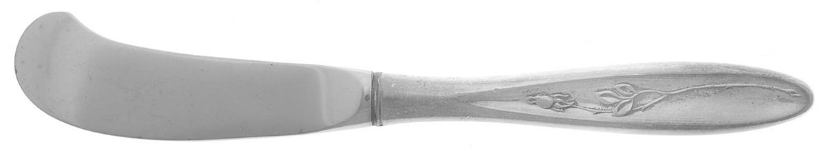 Rose Solitaire (Sterling, 1954) Butter Spreader Hollow Hdl-Paddle/Stainless Blade by Towle Silver-1