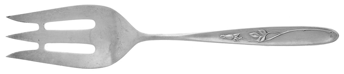 Rose Solitaire (Sterling, 1954) Large Solid Cold Meat Serving Fork by Towle Silver-1