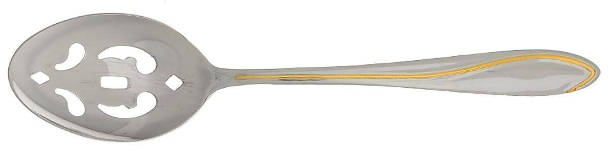 Ron De Vu-Gold Accent (Stainless) Pierced Tablespoon (Serving Spoon) by Towle Silver-1