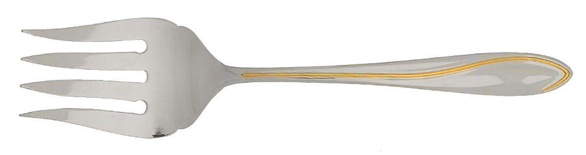 Ron De Vu-Gold Accent (Stainless) Medium Solid Cold Meat Serving Fork by Towle Silver-1