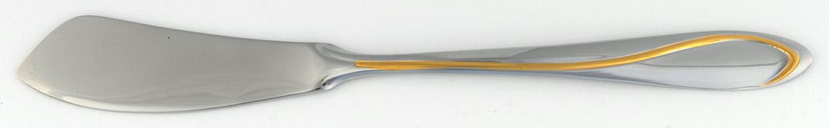 Ron De Vu-Gold Accent (Stainless) Flat Handle Master Butter Knife by Towle Silver-1