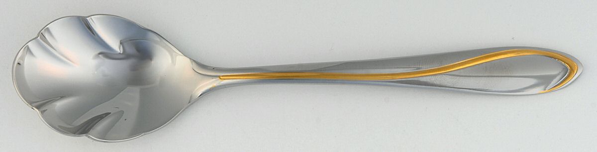Ron De Vu-Gold Accent (Stainless) Sugar Shell Spoon by Towle Silver-1
