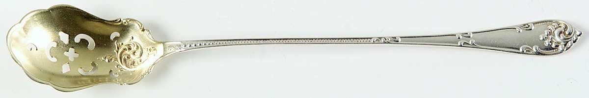 Rustic (Sterling, 1895) Pierced Bowl Long Handle Olive Spoon by Towle Silver-1